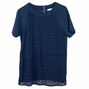 MADEWELL BLACK CROCHET LACE TOP